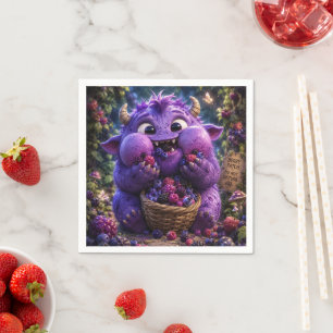 Berry Bandit Cute Monster Fantasy Woodland Art Napkins