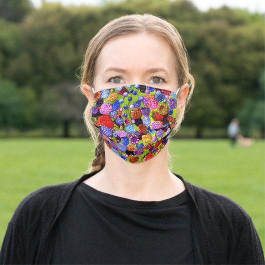 Berry Berries Strawberry Raspberries Blackberry Adult Cloth Face Mask (Outside)
