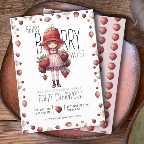 Berry Berry Sweet Girls Birthday Party Invitation