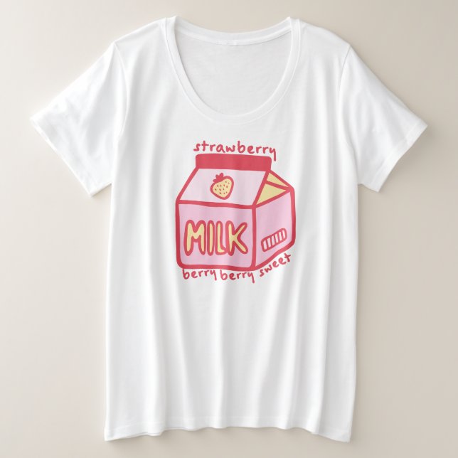 Berry Berry Sweet Strawberry Milk Plus Size T-Shirt (Design Front)