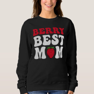 Berry Best Mom Cute Strawberry Groovy Quote Sweatshirt
