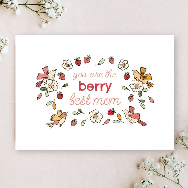 Berry Best Mom Strawberry Mother's Day  Holiday Card (Creator Uploaded)
