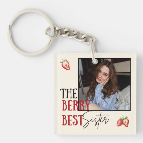 Berry Best Sister Photo Frame Acrylic Keychain