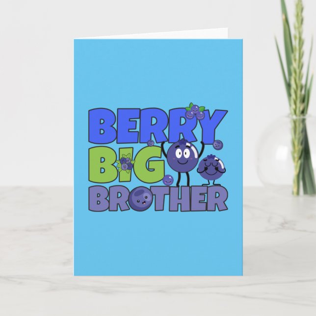 Berry Big Brother - Sibling Blueberry Pun Card (Front)
