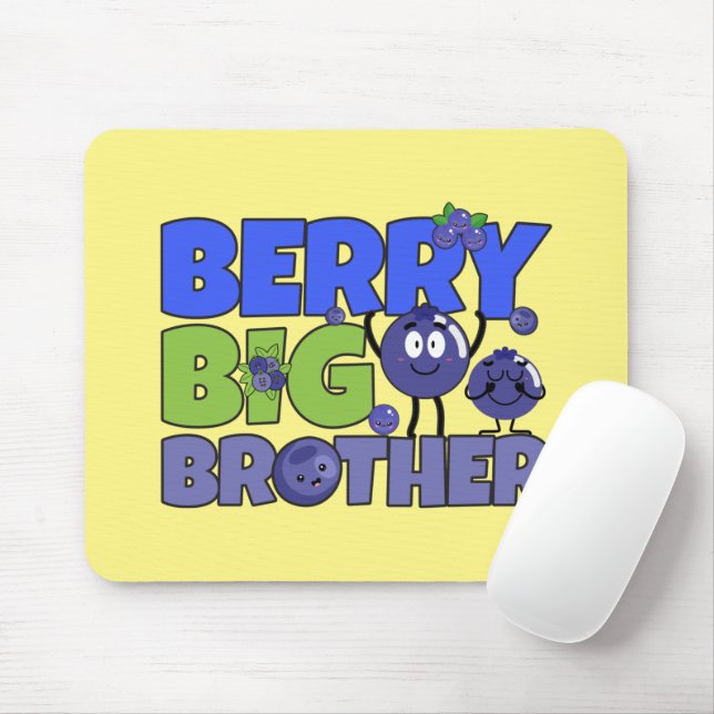 Berry Big Brother - Sibling Blueberry Pun Mouse Pad (With Mouse)