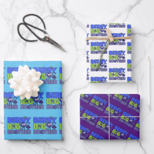Berry Big Brother - Sibling Blueberry Pun Wrapping Paper Sheets