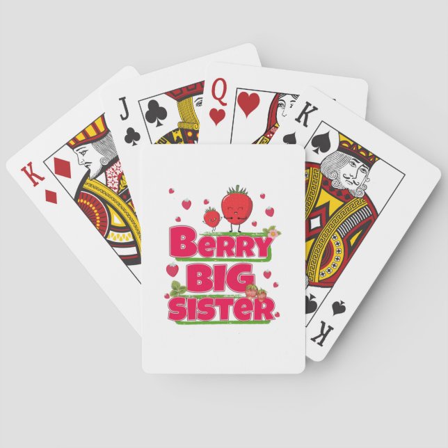 Berry Big Sister - Cute Strawberry Pun Poker Cards (Back)