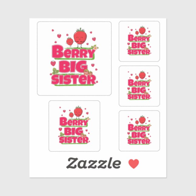 Berry Big Sister - Cute Strawberry Pun Sticker (Sheet)