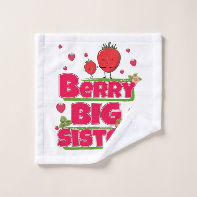 Berry Big Sister - Cute Strawberry Pun Wash Cloth (Wash Cloth)
