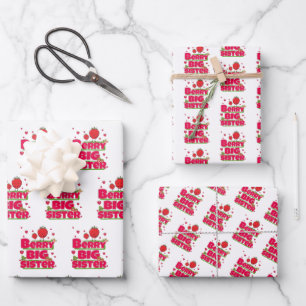 Berry Big Sister - Cute Strawberry Pun Wrapping Paper Sheets