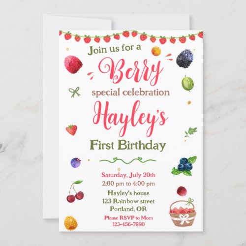 Berry birthday invitation Berry sweet party invite