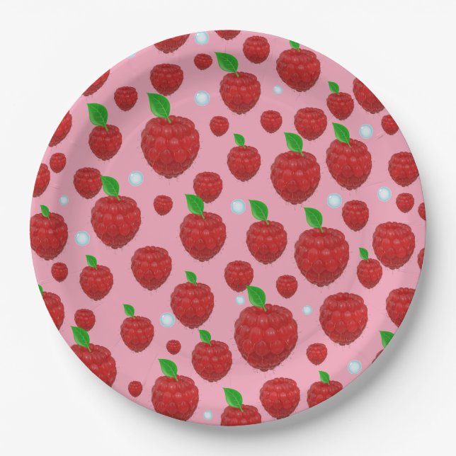 Berry Bliss Bash: Raspberry's First Party Theme Paper Plates (Front)