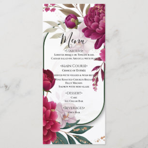 Berry Bloom Garden Floral Glam Wedding Menu
