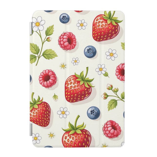 Berry Blossom Pattern Fresh Summer Fruits iPad Mini Cover (Front)