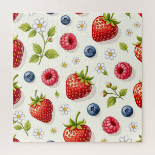 Berry Blossom Pattern Fresh Summer Fruits Jigsaw Puzzle