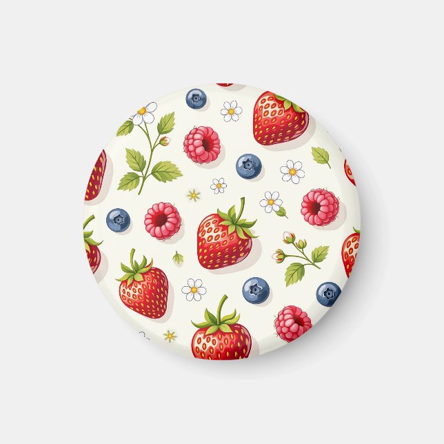 Berry Blossom Pattern Fresh Summer Fruits Magnet (Front)