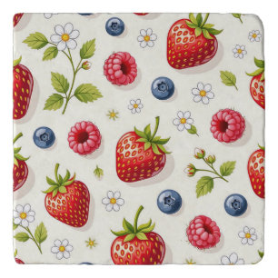 Berry Blossom Pattern Fresh Summer Fruits Trivet