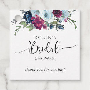 Berry Blue and Burgundy Bridal Shower/Brunch Favor Tags