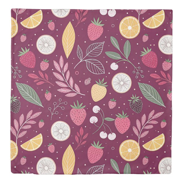 Berry Botanical Duvet – Queen Size Bedding in Deep Cover (Front)