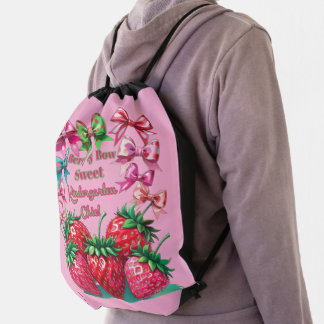 Berry Bow Sweet Kindergarten Chic! Drawstring Bag