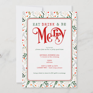 Berry Branch Eat, Drink Be Merry Christmas Potluck Invitation