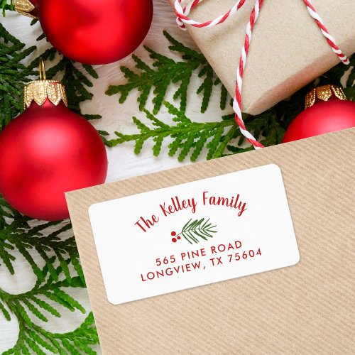 Berry Branch Holiday Return Address Labels