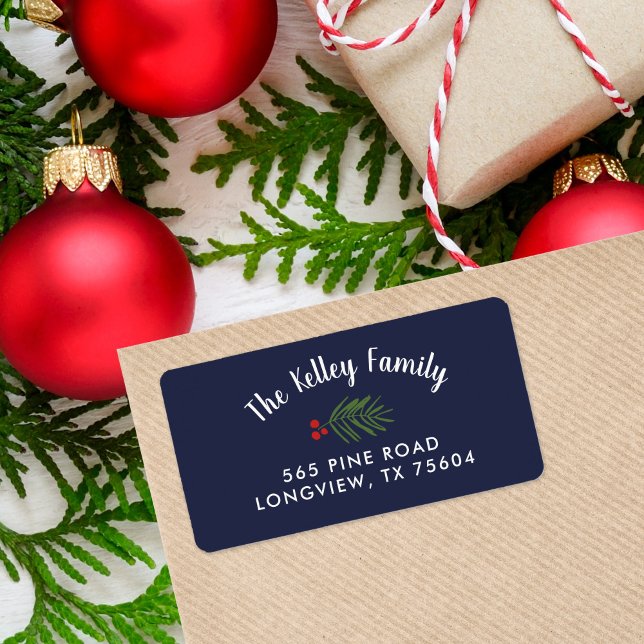 Berry Branch Holiday Return Address Labels (Creator Uploaded)