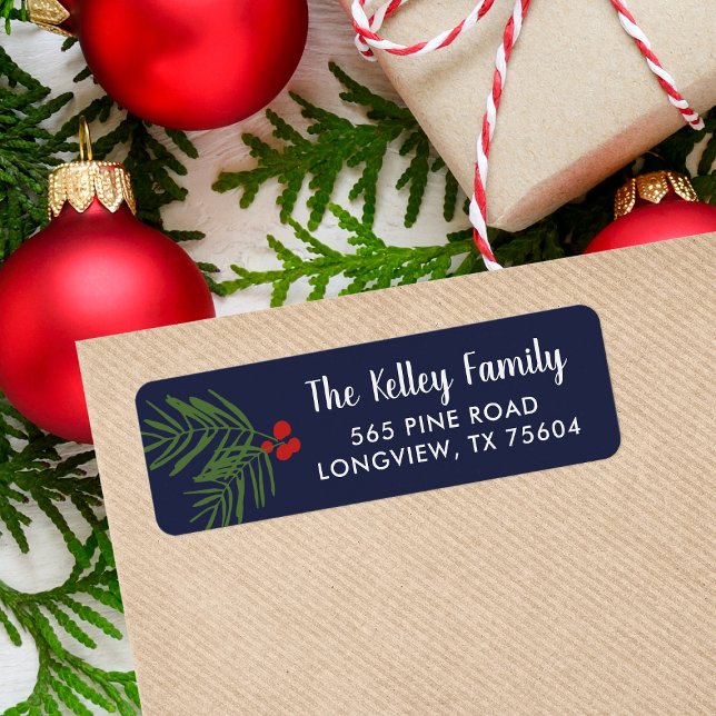 Berry Branch Holiday Return Address Labels (Creator Uploaded)