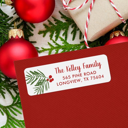 Berry Branch Holiday Return Address Labels