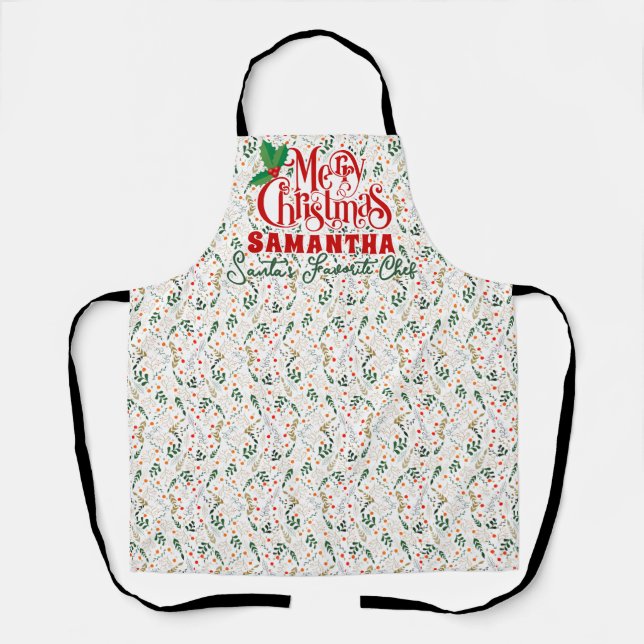 Berry Branch Santa's Favorite Chef Christmas Party Apron (Front)