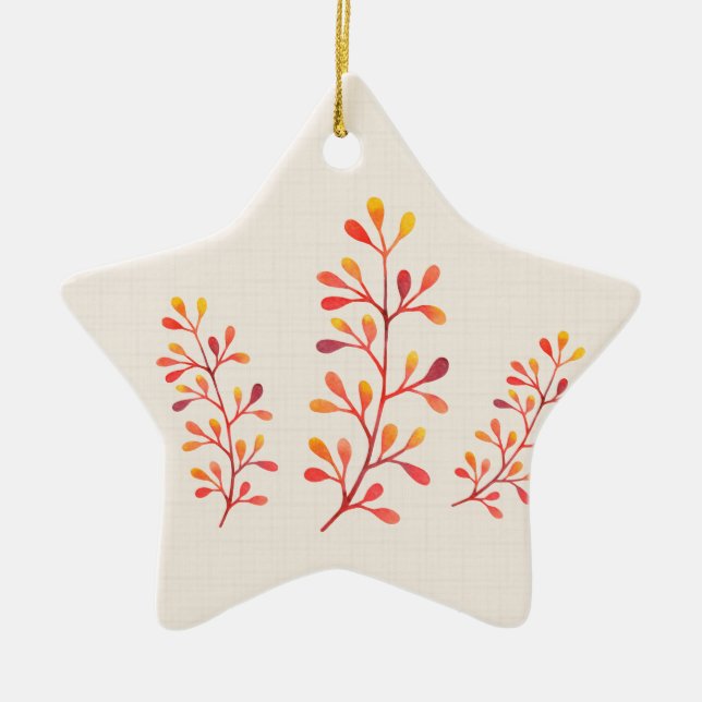 Berry Branches Ceramic Ornament (Front)