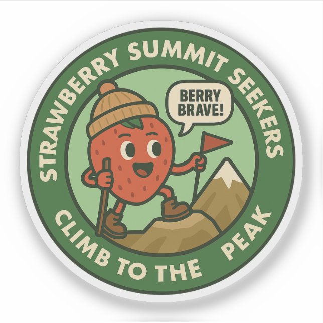 Berry Brave Mountain Hiking Adventure Sticker (Front)