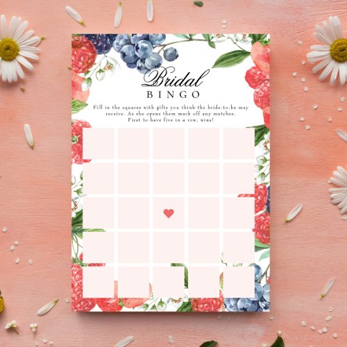 Berry Bridal Shower Bridal Gift Bingo Game Invitation
