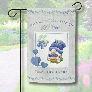 Berry Bright Blueberry Gnome Family Name Garden Flag