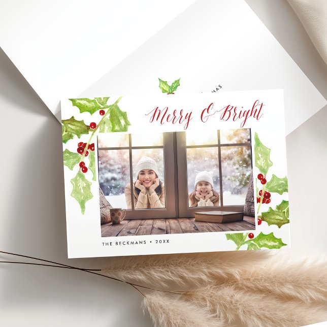 Berry & Bright | Holiday Photo Folded Card (Creator Uploaded)