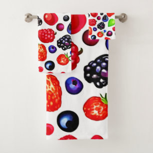 Berry Burst: Fruity Pattern Bath Towel Set