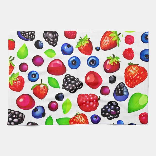 Berry Burst: Fruity Pattern Kitchen Towel (Horizontal)