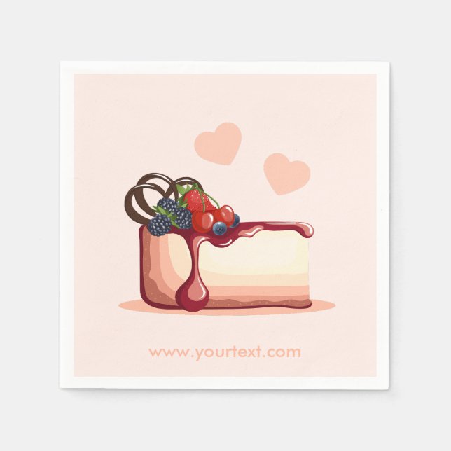 Berry Cheesecake Dessert Illustration Paper Napkin (Front)