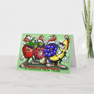 Berry Christmas Banana New Year Holiday Card