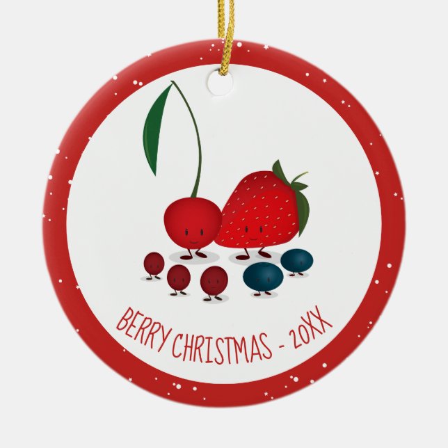 Berry Christmas Cartoon Characters Ornament (Front)