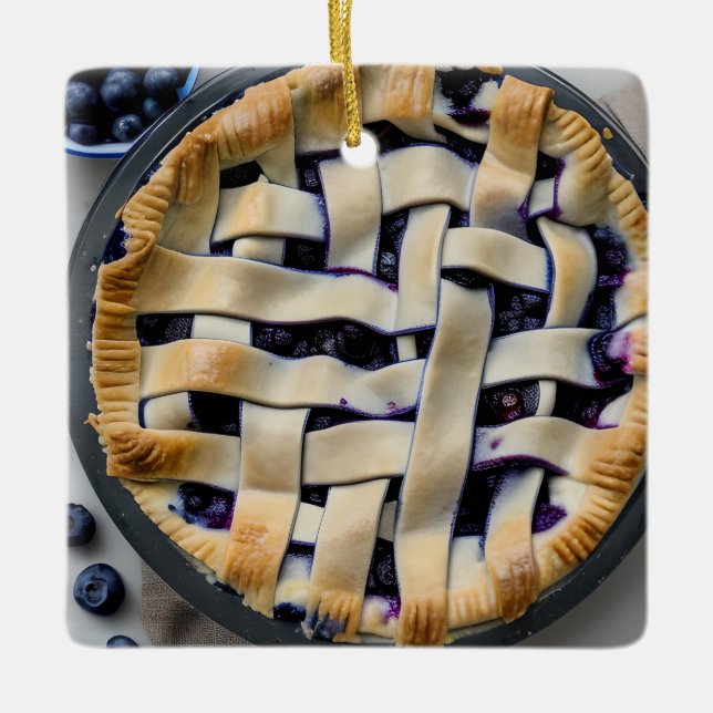 Berry Christmas Cutie Pie  | Food Pun Humor Ceramic Ornament (Front)