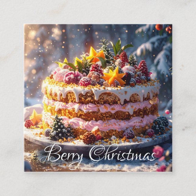 BERRY CHRISTMAS Flat Note Card (Front)