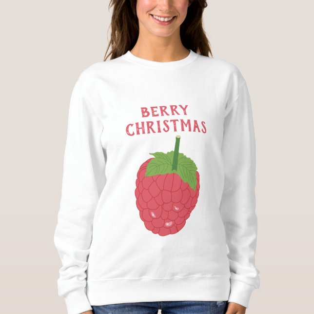 Berry Christmas Raspberry Fruit Design Sweatshirt (Front)