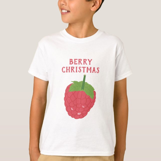 Berry Christmas Raspberry Fruit Design T-Shirt (Front)