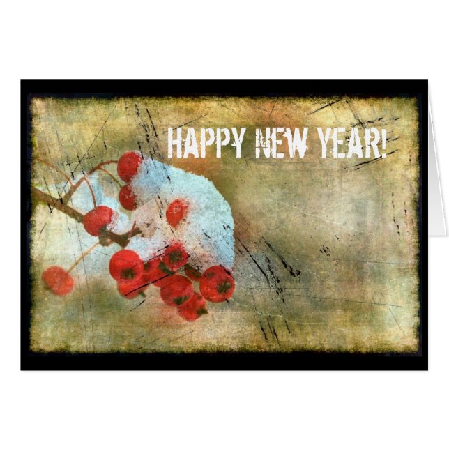 Berry Cold Grunge, Happy New Year! Cards (Front Horizontal)