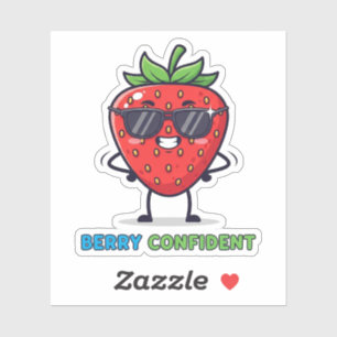 Berry Confident – Cute Strawberry Pun Design Sticker