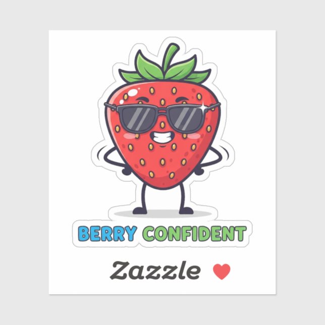Berry Confident – Cute Strawberry Pun Design Sticker (Sheet)