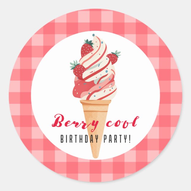 Berry Cool Birthday Classic Round Sticker (Front)