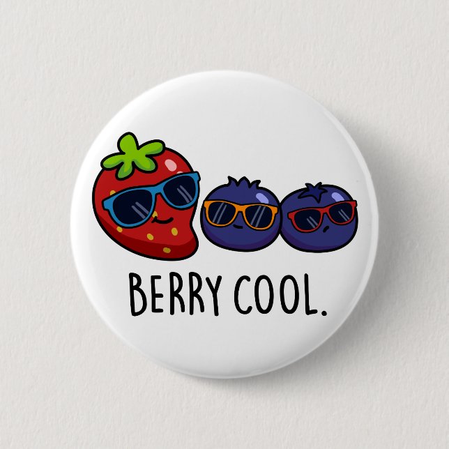 Berry Cool Funny Strawberry Blueberry Pun  Button (Front)