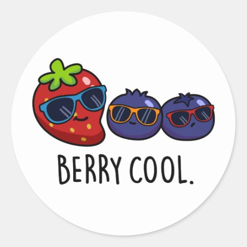 Berry Cool Funny Strawberry Blueberry Pun  Classic Round Sticker